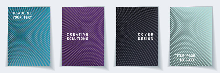 Cover page flat layout vector design set. 