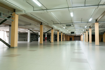 Russia, Blagoveshchensk, July 2019: Interior of an empty Parking lot in the shopping center "Islands" in the city of Blagoveshchensk