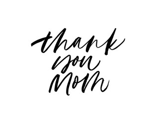 Thank you mom - quote handwritten with a brush. Modern vector brush calligraphy.