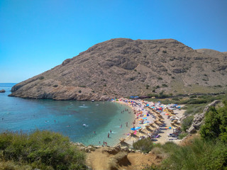 Naklejka premium Oprna bay near Stara Baska on island Krk, Croatia. Most beautiful beach on Adriatic sea.