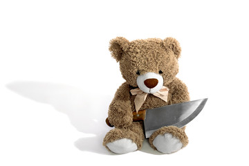 soft bear with a knife dangerous weapon