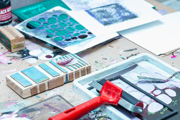 Printmaking Tools and Materials in Studio - 329204743