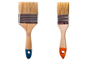 A set of paintbrushes of different sizes on white background, isolated.