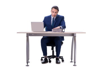 Employee working isolated on white background