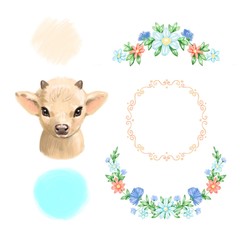 Watercolor cow. Hand drawn watercolor illustration calf isolated on white background