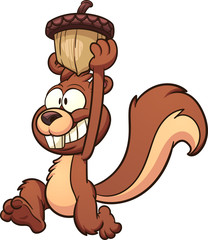Cute cartoon squirrel looking back. Vector clip art illustration with simple gradients. All in a single layer.