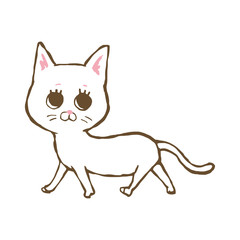 こちらを見ながら走っている白猫