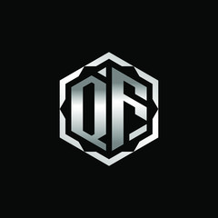 Initial Letters QF Hexagon Logo Design