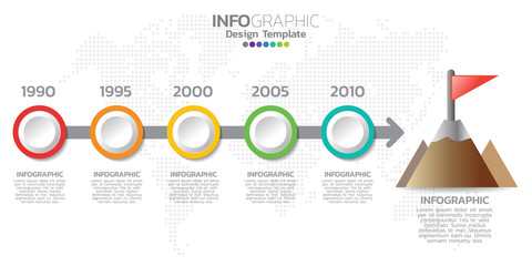 Timeline infographics template with arrows, flowchart, workflow or process infographics, vector eps10 illustration