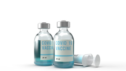 covid 19 vaccine 3d rendering for medicine content.