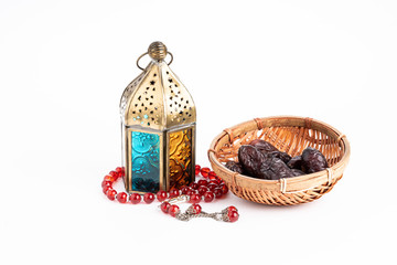 Arabic lantern and Dates isolated on white