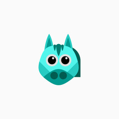 Vector Flat horse's face isolated. Cartoon style illustration. Animal's head logo. Object for web, poster, banner, print design. Advertisement decoration element