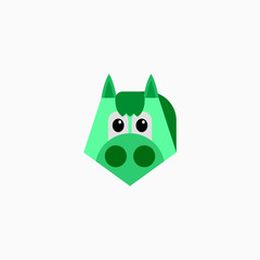 Vector Flat horse's face isolated. Cartoon style illustration. Animal's head logo. Object for web, poster, banner, print design. Advertisement decoration element
