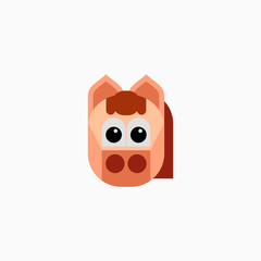 Vector Flat horse's face isolated. Cartoon style illustration. Animal's head logo. Object for web, poster, banner, print design. Advertisement decoration element