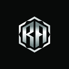 Initial Letters RA Hexagon Logo Design