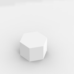 3d white gray hexagon podium minimal studio background. Abstract 3d geometric shape object illustration render. Display for cosmetics and beauty fashion product.