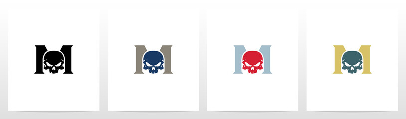  Skull On Letter Logo Design M