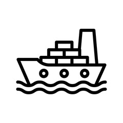 Cargo ship icon vector line style
