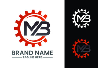 Mechanical Logo Design Featuring Gear and Initial Letters M B, Suitable for Engineering or Manufacturing Companies