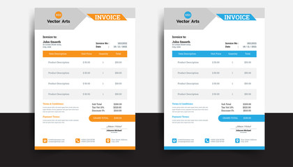 Invoice minimal design template. Bill form business invoice accounting design. Invoice design template  