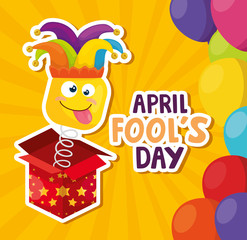 april fools day with surprise box vector illustration design