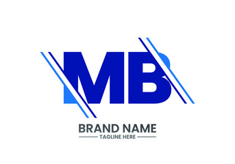 Obraz premium Striking Monogram Logo Design with Bold Blue MB Initials and Dynamic Line Accents