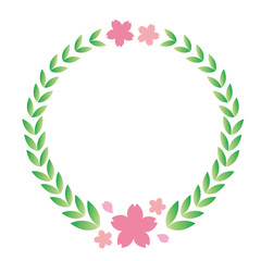 桜の花びらが可愛いパステルカラーの春のフェア用月桂樹、フレームベクター素材