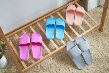 Rubber slippers in white background