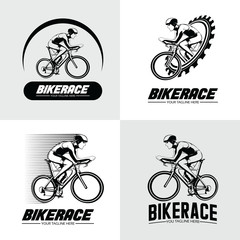 Set of bike race logo design illustration