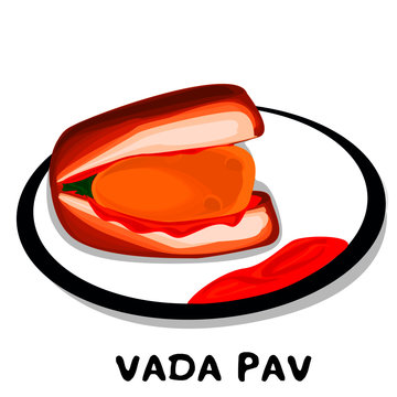 Vadapav Indian Mumbai Street Food Vector