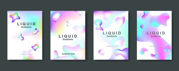 Liquid Gradient color background design. Set of poster covers with color vibrant gradient background. Futuristic design posters. Eps10 vector.