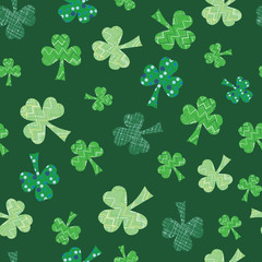 Tumble Shamrocks green clovers seamless vector repeat surface pattern design