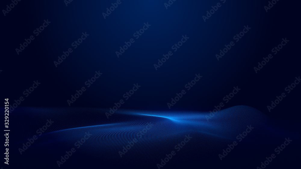 Poster dot blue wave light screen gradient texture background. abstract ai technology big data digital back