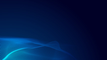 Dot blue wave light screen gradient texture background. Abstract  technology big data digital background. 3d rendering.