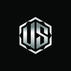Initial Letters US Hexagon Logo Design
