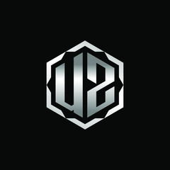 Initial Letters UZ Hexagon Logo Design