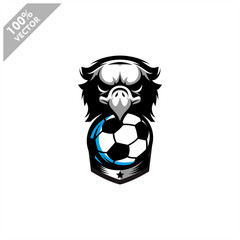 Soccer Eagle team logo design. Scalable and editable vector.