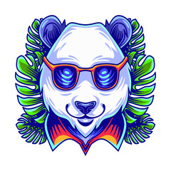 Panda head mascot logo design illustration