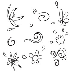 hand drawn doodle flower element collection illustration vector