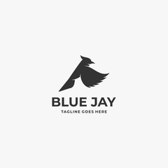 Fototapeta premium Vector Logo Illustration Bird Blue Jay Silhouette Style.