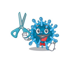 Cool Barber microscopic corona virus mascot design style