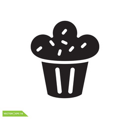 Cup cake icon vector logo design template