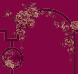 Artistic expression of Oriental culture, patterns of Chinese style, patterns of flowers, birds and plants