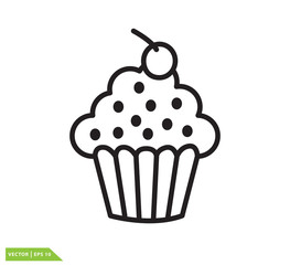 Cup cake icon vector logo design template