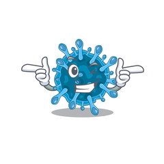 Smiley microscopic corona virus cartoon design style showing wink eye