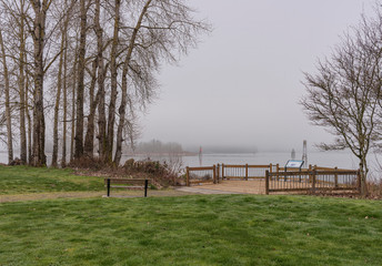 Landscape in fog public parks Oregon.