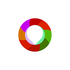 Colorful circle logo. Letter o icon. Stock illustration