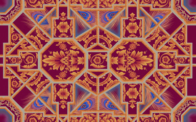 Exquisite baroque design, rococo design, suitable for textile clothing and wallpaper design