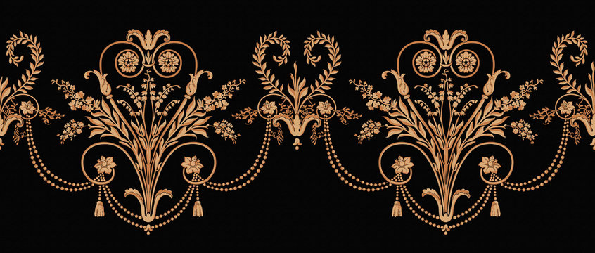 Exquisite Baroque Design, Rococo Design, Suitable For Textile Clothing And Wallpaper Design