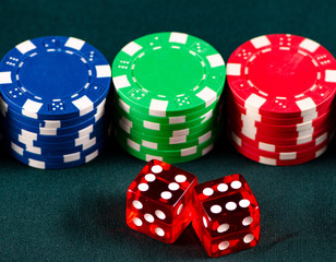 Chips and cards on casino table